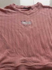 Pink Ribbed Crop Top