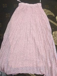 Light Pink Floral Pleated Maxi Skirt