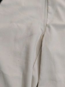 White Wide Leg Pants with Black Stripe