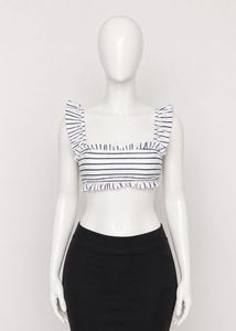 Striped Ruffled Bikini Top