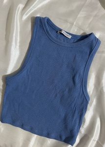 Blue Ribbed Tank Top