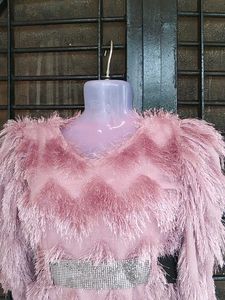 🌷Pink Fluffy Zigzag Dress🌷