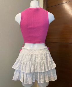 Eyelet ruffle mini skirt 🌻