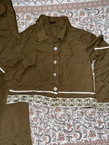 Olive Green Ethnic co ord set