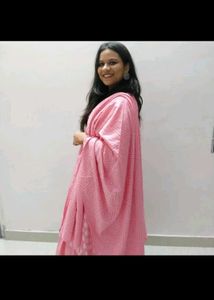 Baby pink anarkali Kurta with dupatta pure cotton