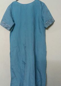 Blue Kurta with Silver Embellishments