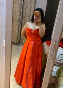 Stunning Orange Strapless Gown