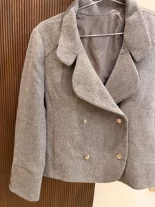 Elegant Gray Double-Breasted Blazer