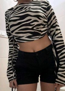 Zebra Print Tie-Waist Top
