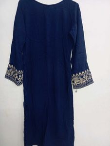 Navy Blue Embroidered Kurta