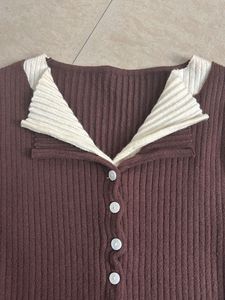 Two-Tone Ribbed Knit Cardigan