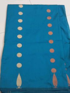 Teal Saree with Polka Dot Design