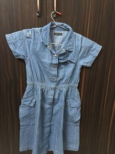 Denim Shirt Dress with Pockets