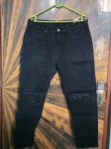 HERE&amp;NOW Men's Black Distressed Knee Jeans