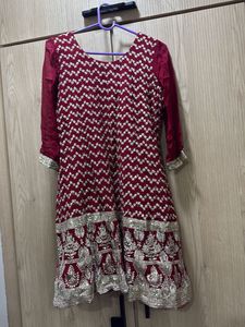 Maroon embroidered Sharara set