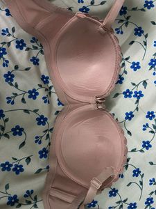 Lace Trim Pink Bra