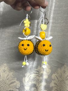 Handmade Cute Honeybee Crochet Keychain (qty.1)