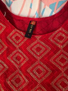 Red gold festive ethnic long kurti