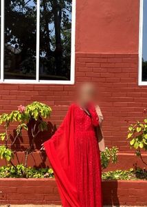 Vibrant Red gown with Intricate Work