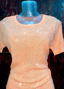 Y2K Sparkling Peach Short Sleeve Top✨🫶🏻