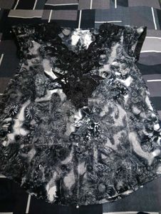 Stylish Black &amp; White Print Top with Lace Detail