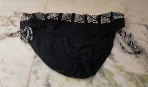 Stylish Black Bikini Bottom with Tassel Ties