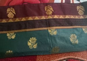 Green Saree With Brown Border