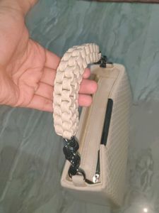Stylish Cream Quilted Clutch Bag