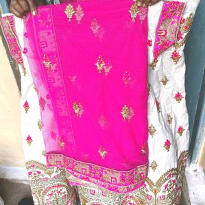 🆓🎁 Pink Embroidered Lehenga
