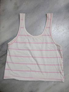 white and pink Striped Tank Top