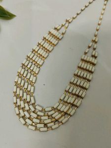 Elegant White &amp; Gold Necklace &amp; Earring Set🤍✨