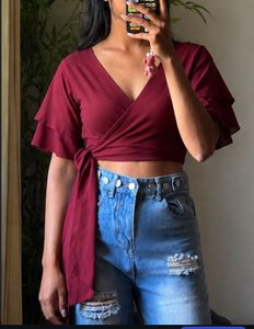 Chic Burgundy Wrap Top