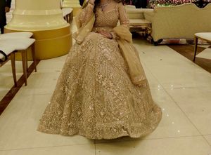 Stunning Golden Embellished Lehenga Choli Set