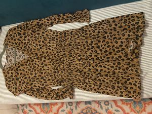 Beige &amp; Black Animal Print Wrap Dress