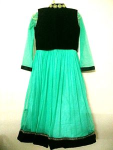 Pastel Green Anarkali With Velvet Jacket