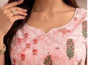 Elegant Peach Printed Kurta Set