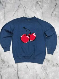 Blue Cherry embroidery  Sweatshirt