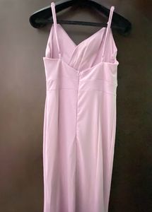 Fishtail Slit Padded Pink Evening Soft Gown