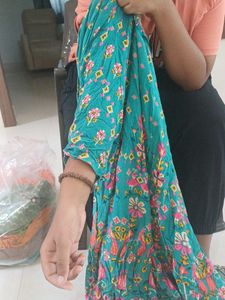 Beautiful Teal Floral Print maxi