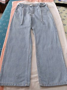 Striped Wide-Leg Jeans