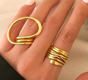 Chunky Gold Statement Ring Set of 2 Anti tarnish