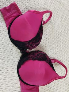 casique Pink &amp; Black Lace Bra
