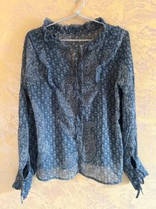 Boho Print Sheer Blouse