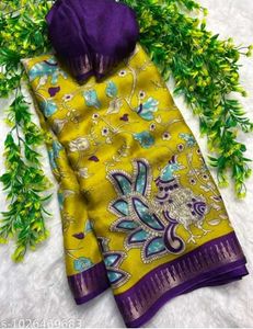 Vibrant Peacock Print Saree