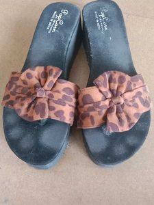 Leopard Print Platform Flip Flops