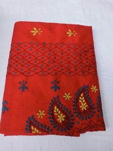Elegant Red Cotton Saree