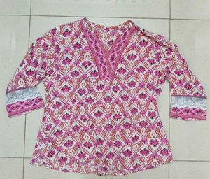 pink shirt lace kurti