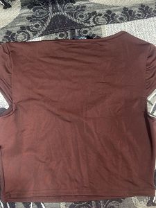 Brown V-Neck Cropped Top