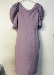 Elegant Puff Sleeve Wrap Dress