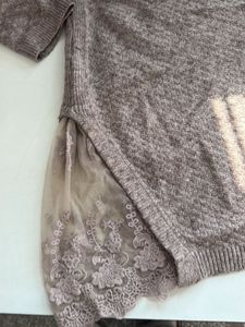 Cozy Knit Sweater with Lace Detail